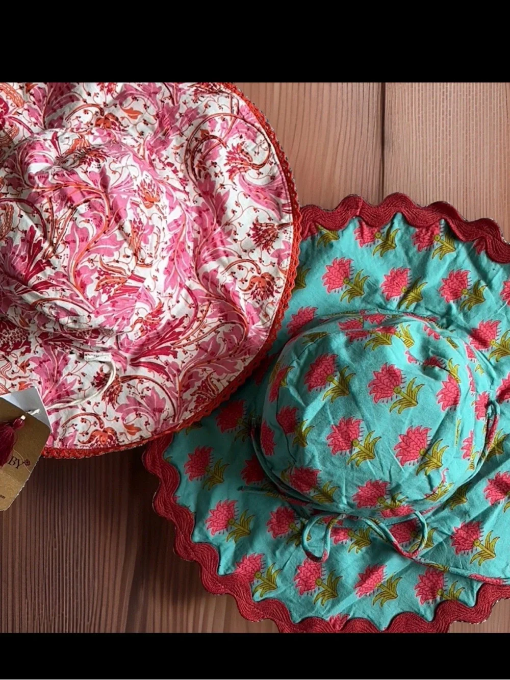 Lot of 2 YO BABY Sun Hats Girls Toddler OS Boho Prints Reversible Floppy Hat NWT